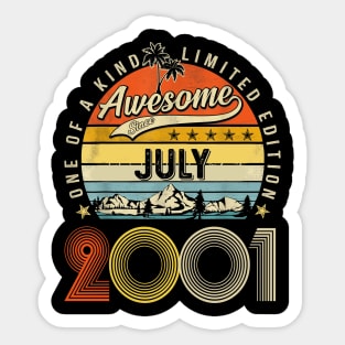 Awesome Since July 2001 Vintage 22nd Birthday Sticker